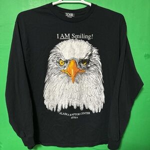 I Am Smiling Alaska Raptor Center Sitka Vintage Eagle Graphic Long Sleeve Shirt